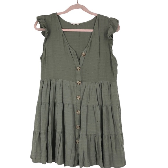 Altar’d State Mini Dress or Long Tunic w/Swiss Dots, Button Front, Lined, SZ L - Picture 1 of 8